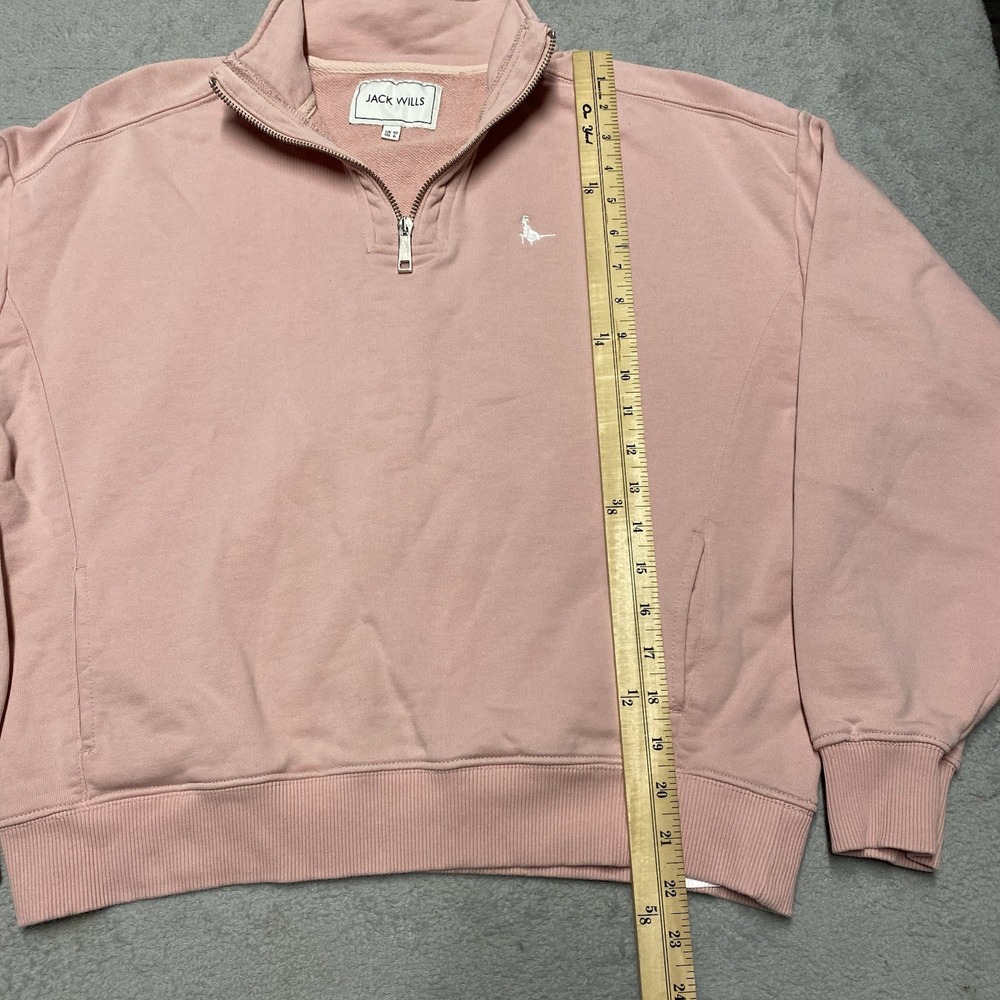 Jack Wills Pullover Sweatshirt Womens 6 Pink 1/4 Zip Logo Preppy Casual - Picture 6 of 7